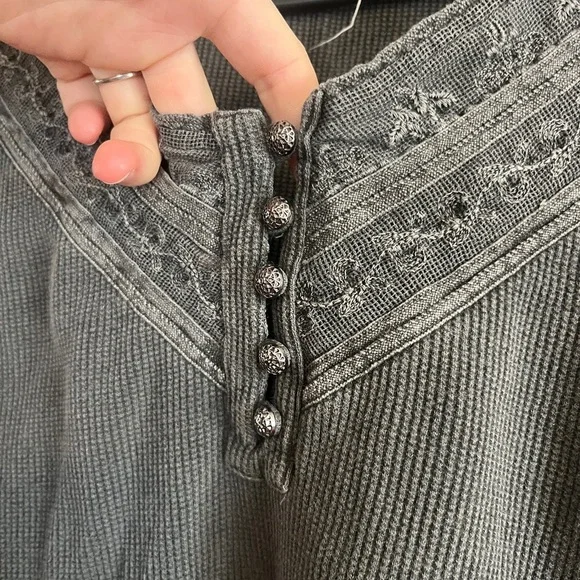 Lucky Brand Charcoal Lace-Accent Long Sleeve Top - Picture 6 of 10